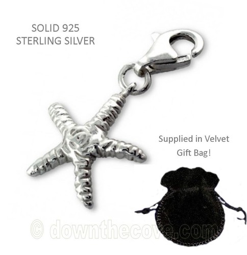 Silver starfish charm - silver,