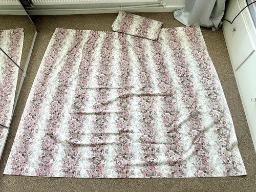 Pair pink floral curtains - pink,