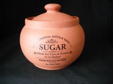 Henry Watson The Original Suffolk Terracotta Covered Lidded  Sugar Bowl