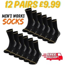 12 Pairs Mens Work Socks Workwear Reinforced Cushion Sole Boot Socks Size 6-11