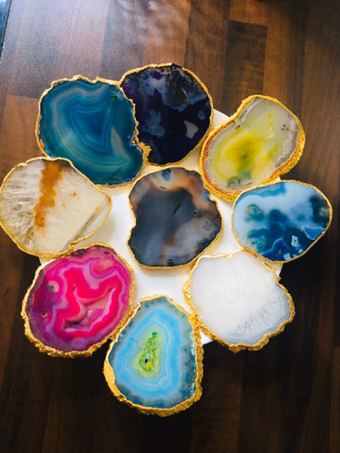 Natural agate coasters luxury - natural,