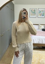 ZARA Beige Cream Backless Open Back Knit Peplum Top Jumper Sweater M