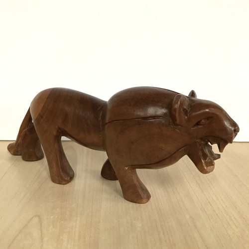 Wooden lion sculpture - sculpture, figurine