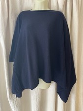 Navy Blue Phase Eight Cashmere Blend Poncho With Button Detail One Size