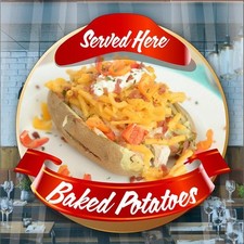 Jacket Potatoes Sold Here Sticker Baked Potatoes Catering Van Window Cafe Shop S