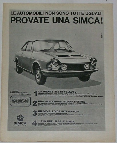 Advert advertising 1969 simca - advert,