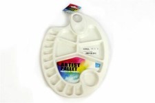 Oval Artist Palette 17 Well Oblong White Acrylic Mixing Paint Thumbhold