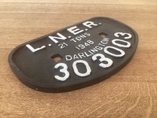 Original Railway Wagon D Plate ~ L.N.E.R.  21 Tons.  1948.  Darlington.  303003