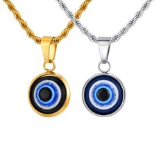 Men Evil Blue Eye Necklaces Gold Silver Turkish Ethnic Amulet Pendant Collar