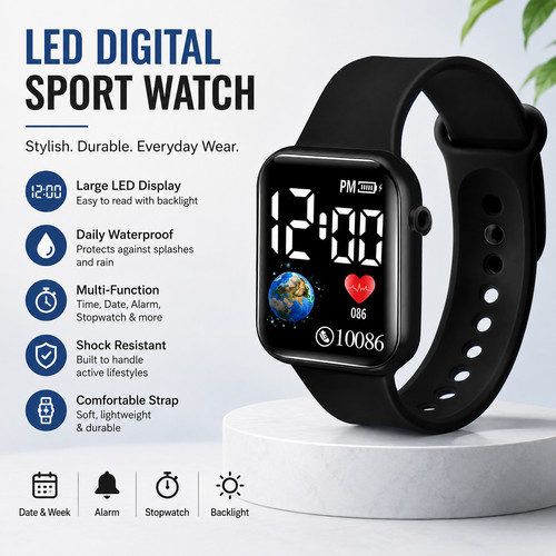 Led digital sport watch - led,