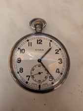 1940'S WW11 CYMA MILITARY 15 JEWELS GSTP T22410 SWISS POCKET WATCH WORKING