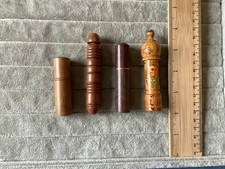 4 wooden etui or needle holders/ cases