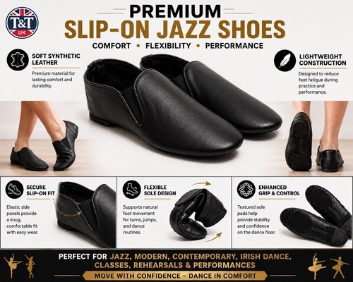 Slip jazz dance shoes black - on,
