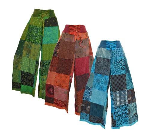 Wide leg trousers patchwork - wide,