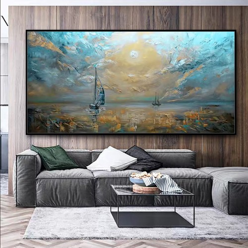 Handmade boats landscape oil - boats,