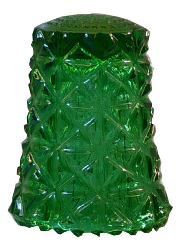 Green glass thimble - glass, thimble,