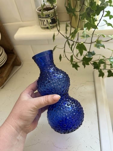 Vintage cobalt blue hobnail - blue,
