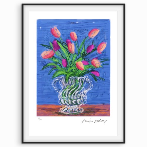 David hockney signed - signed, flowers