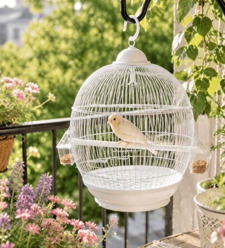 Small round metal bird cage - metal,