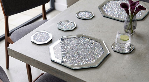 Silver octagonal shape - silver,
