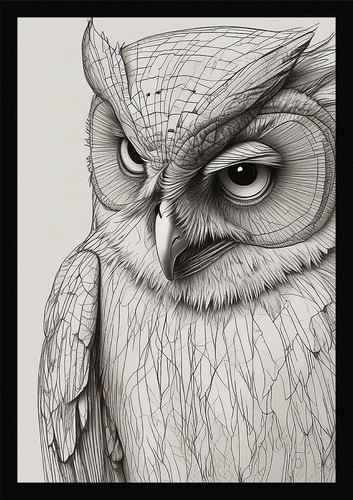Dramatic owl framed - owl, art
