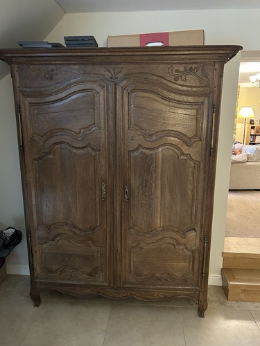 Antique french oak armoire - antique,