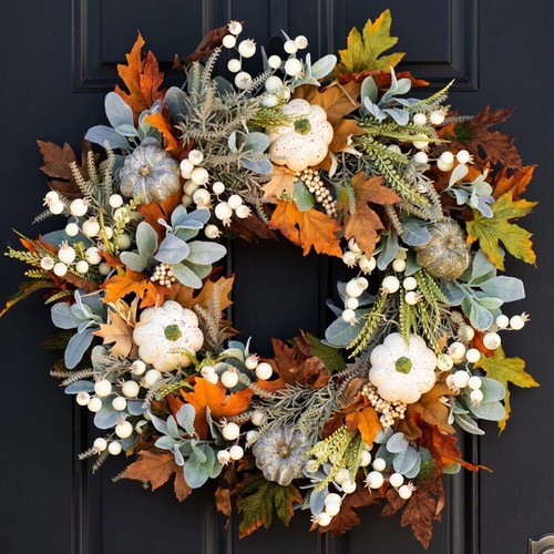 Fall wreath halloween door - fall,