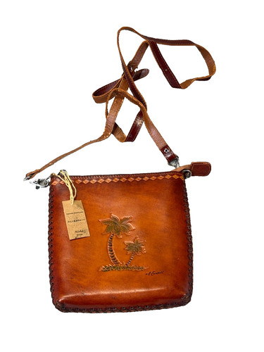 Hand tooled leather crossbody - leather,