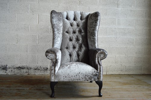 Handmade crushed silver velvet - handmade,