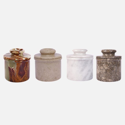 Marble butter bell crock with - butter,
