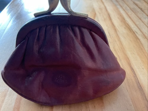 Small brown leather coin purse - small,