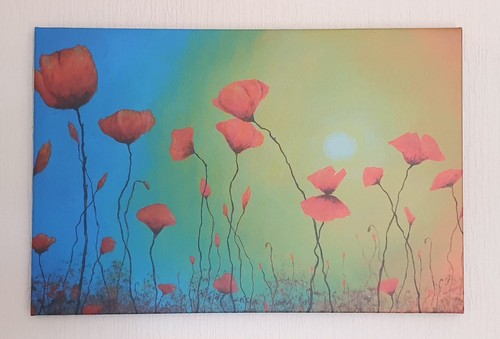 Poppy field original oil - field,