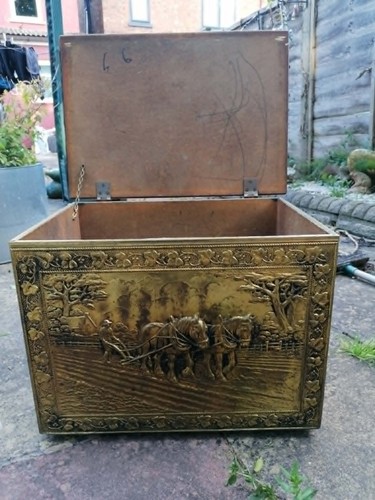 Vintage embossed brass log - vintage,