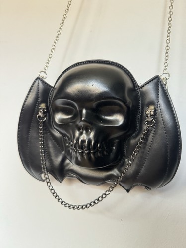 Gothic skull bat crossbody - gothic, bag