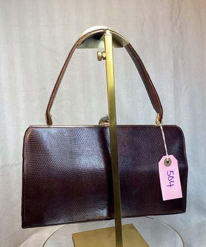 Vintage brown lizard handbag - brown,