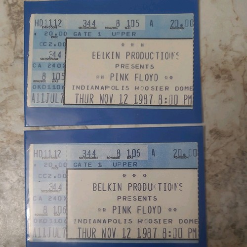 Pair 1987 pink floyd tickets - pink,