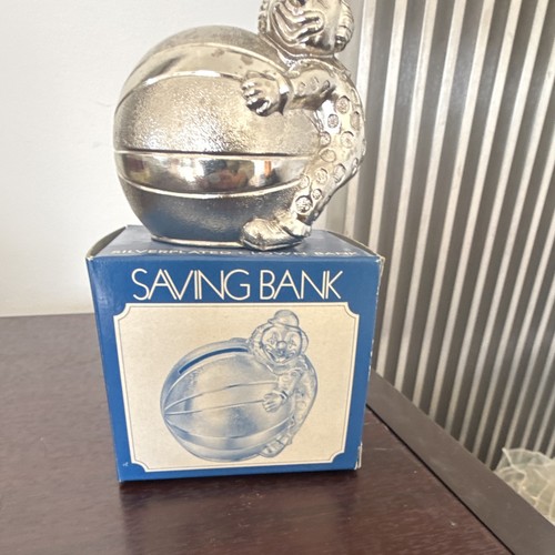 Silver plated clown money box - plated,