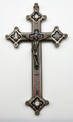 Antique micro mosaic crucifix - mosaic,
