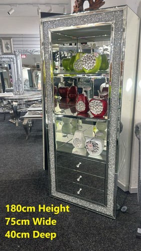 Tall crushed crystal bookcase