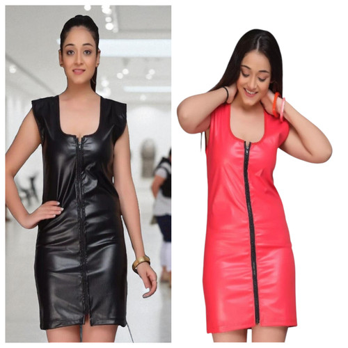 Luxury leather look zip front - look,