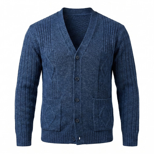 Mens button cardigan diamond - button,