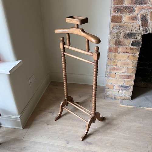 Vintage oak suit valet stand - a,