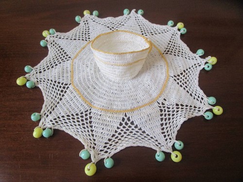 Finely hand crocheted beaded - finely,