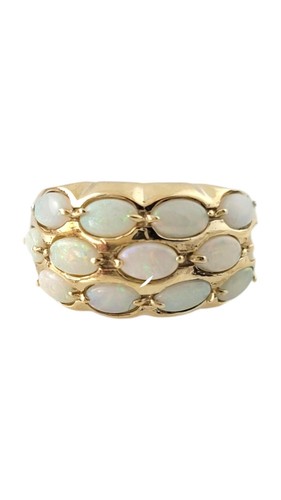 10k yellow gold opal band - yellow,