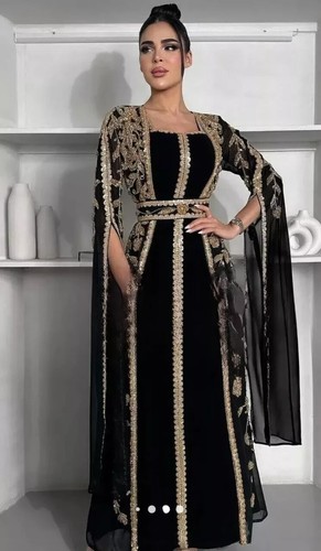 Long gown new black moroccan - gown,