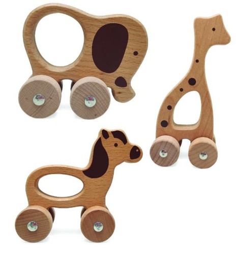 Wooden animals wheels - wooden, –