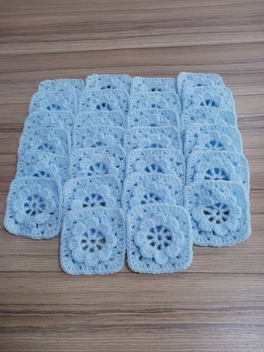 Blue crochet granny squares - granny,