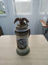 Vintage German Style Beer Stein Pewter Lidded Original Gerzit Gert-eagle