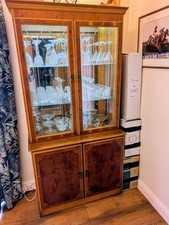 Yew Wood Display Cabinet With