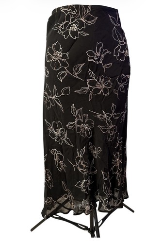 Vintage bhs black floral midi - bhs,